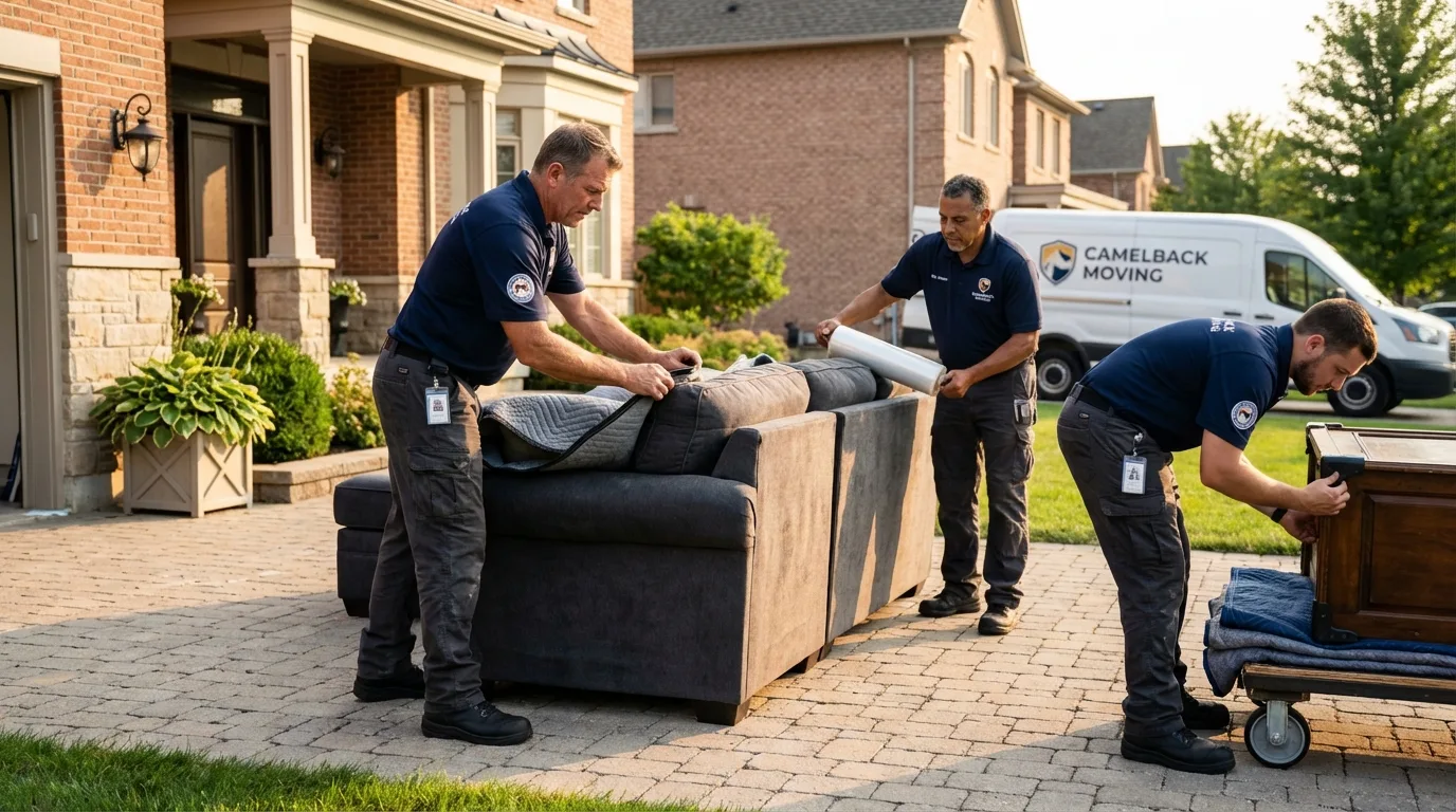 Large estate moving crew wrapping furniture in Jackson, MI